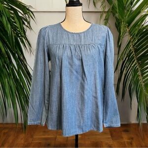 J.Crew Chambray Peasant Blouse - Small